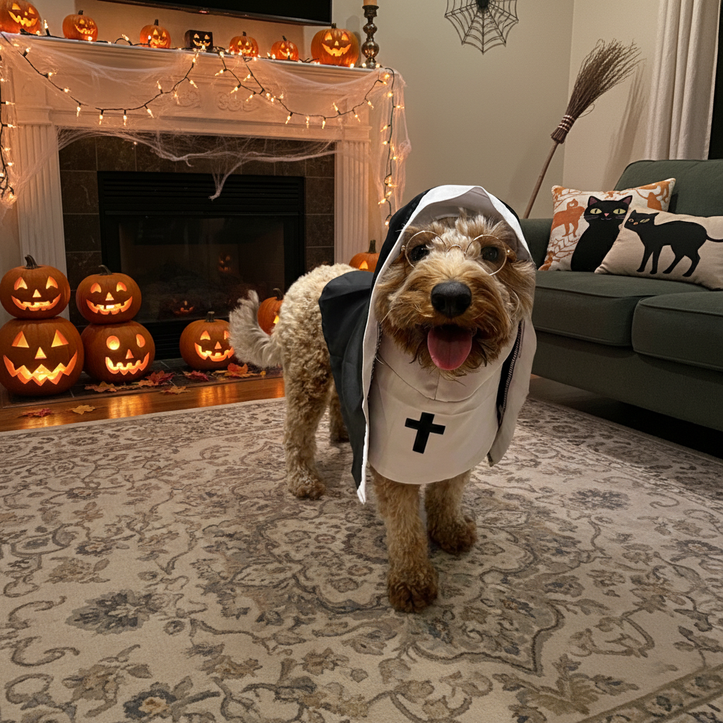 Halloween pet Nun Costume