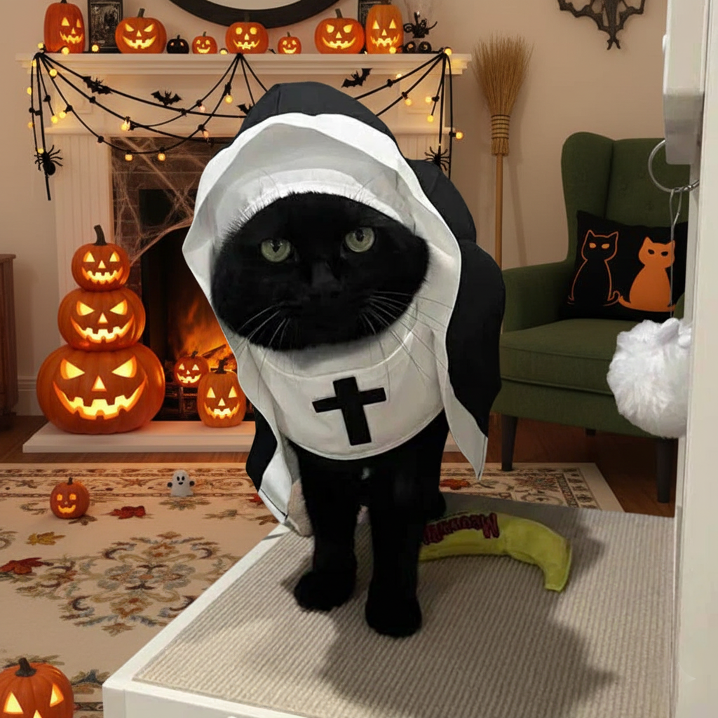 Halloween pet Nun Costume