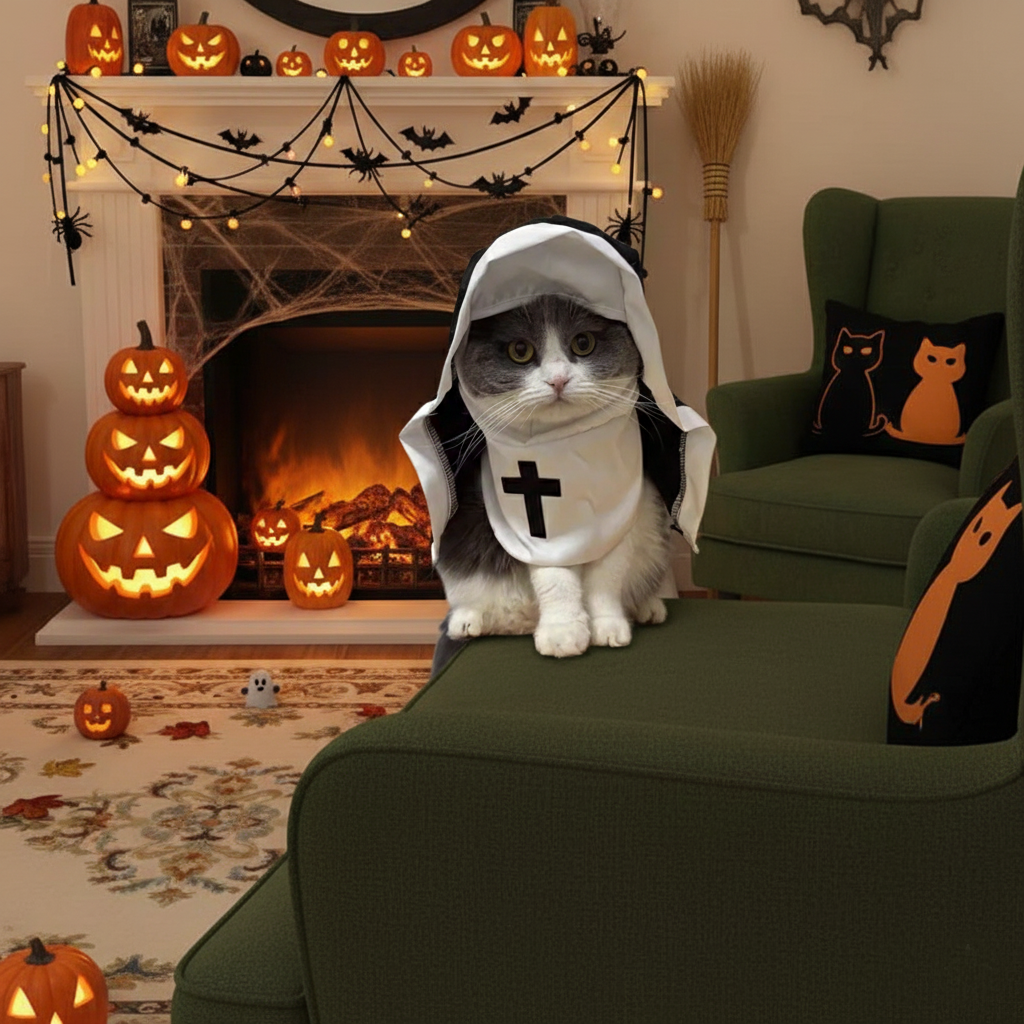 Halloween pet Nun Costume